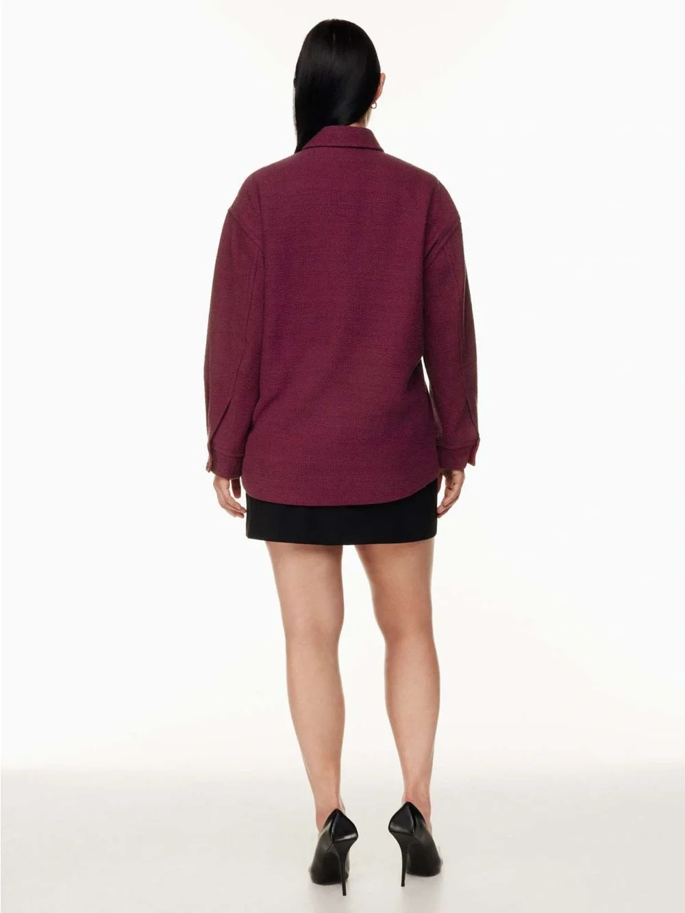 Aritzia Babaton Joan Shirt Jacket Shacket Pockets Women's Size 2 Wine Color